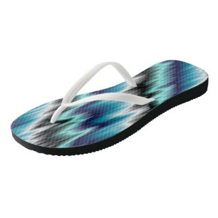Blue black and white abstract thongs