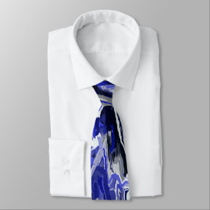 Blue, Black and White Abstract Tie
