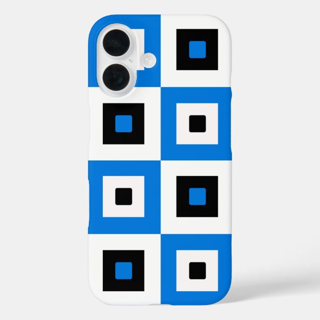 Blue Black and White Checkered Squares Pattern Case-Mate iPhone Case (Back)