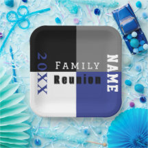 Blue, black and white custom family reunion