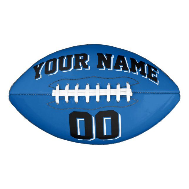 BLUE BLACK AND WHITE Custom Football (Front)