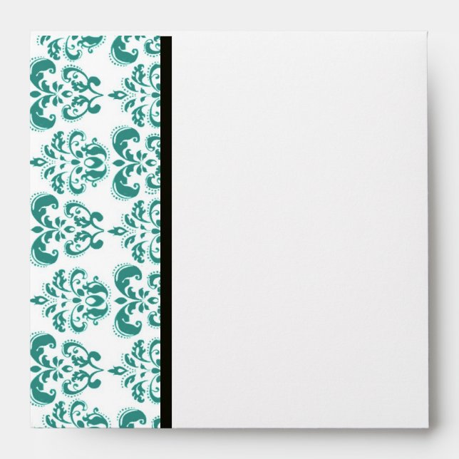 BLUE  BLACK AND WHITE DAMASK ENVELOPES (Front)