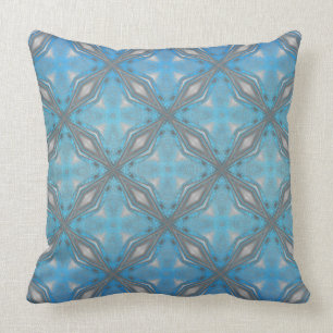 Blue, Black and White Diamonds with Waves Cushion
