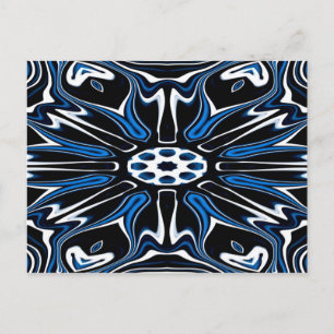 Blue, Black and White Estonia Flower Art Postcard