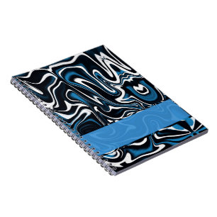 Blue, Black and White Estonia Swirls Art 4044 Notebook