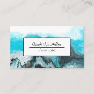 Blue, black and white Marble Fluid Art Business Card
