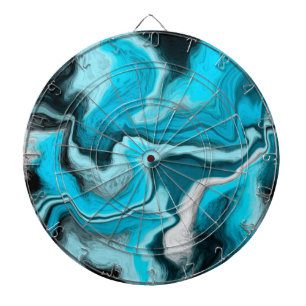 Blue, Black and White Marble Fluid Art Dartboard