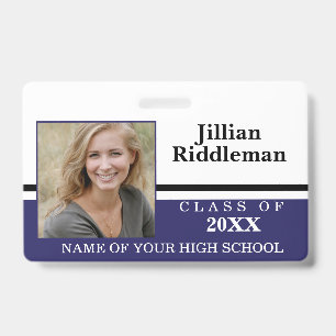 Blue, Black and White Photo Event  Badge ID Badge