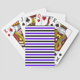 Blue Black and white stripes design Playing Cards