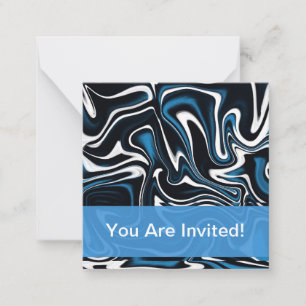 Blue, Black and White Swirls Card