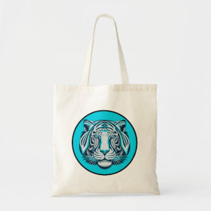 Blue, Black and White Tiger Tote Bag