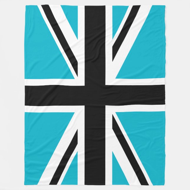 Blue Black and White Union Jack Fleece Blanket (Front)