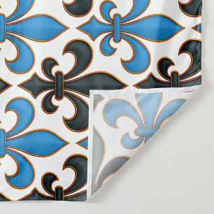Blue Black Baroque Fleur-de-lis Pattern Design Tapestry