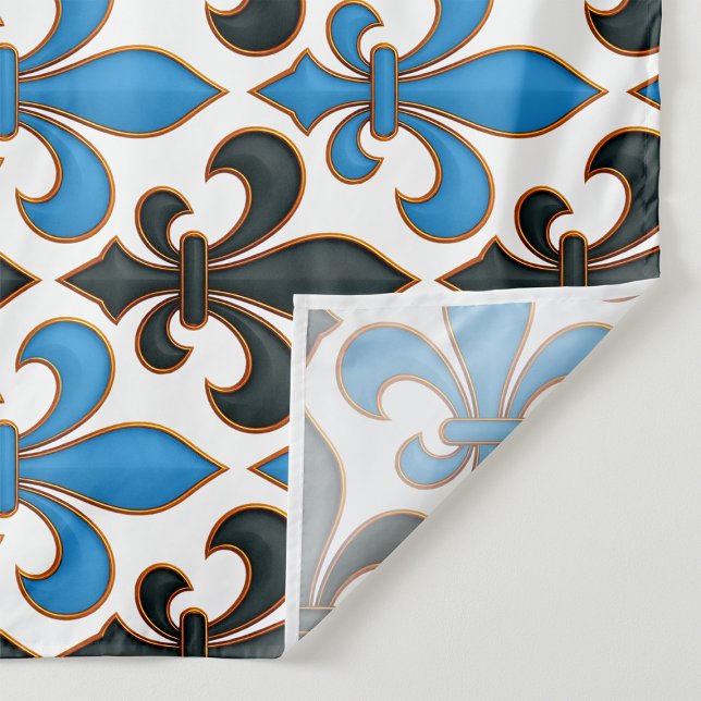 Blue Black Baroque Fleur-de-lis Pattern Design  Tapestry (Creator Uploaded)