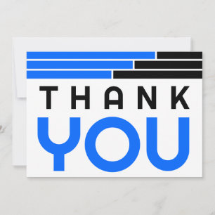 Blue & Black Bars Grad Party Thank You Card