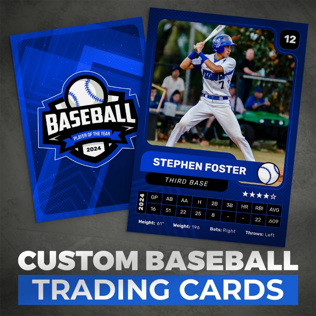 Blue & Black Baseball Player Trading Photo Card (Creator Uploaded)