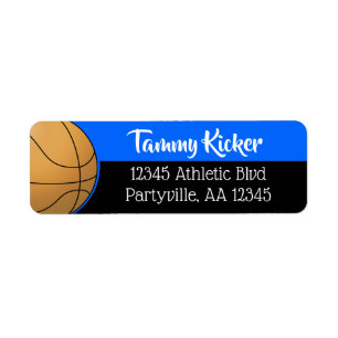 Blue & Black Basketball Address Return Address Label