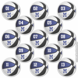 blue black basketball stickers for 13 team members