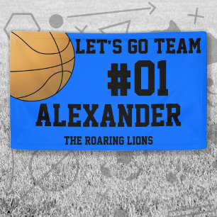 Blue Black Basketball Team Spirit Banner