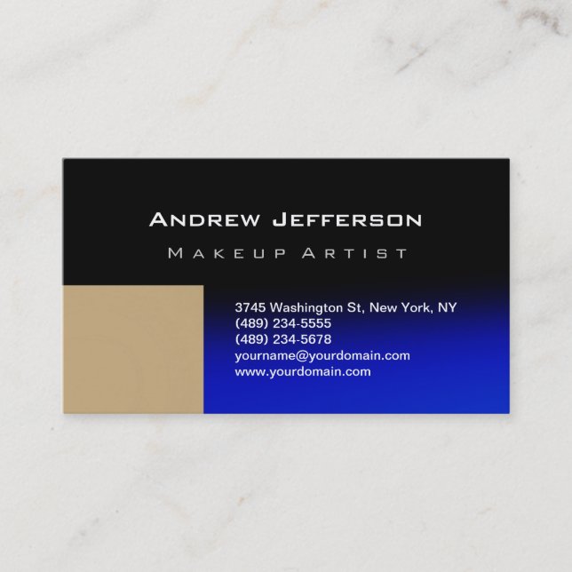 Blue Black Beige Professional Artist Business Card (Front)