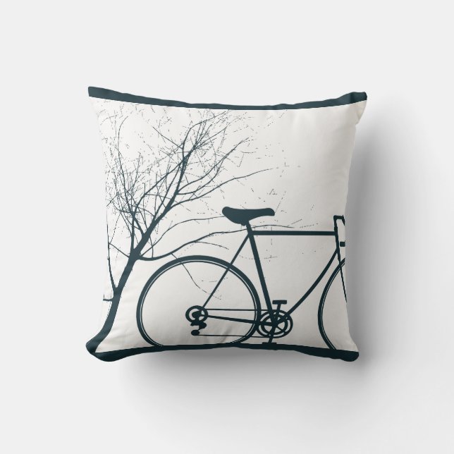 Blue black  bike throw pillow (Front)