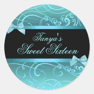 Blue/Black Bow & Swirl Sweet 16 Envelope seal