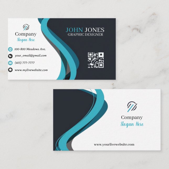Blue & Black Business Cards 4 Pack of 100 (Front/Back)