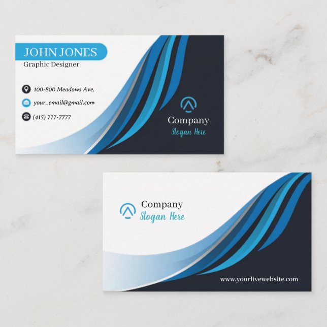 Blue & Black Business Cards 5 Pack of 100 (Front/Back)