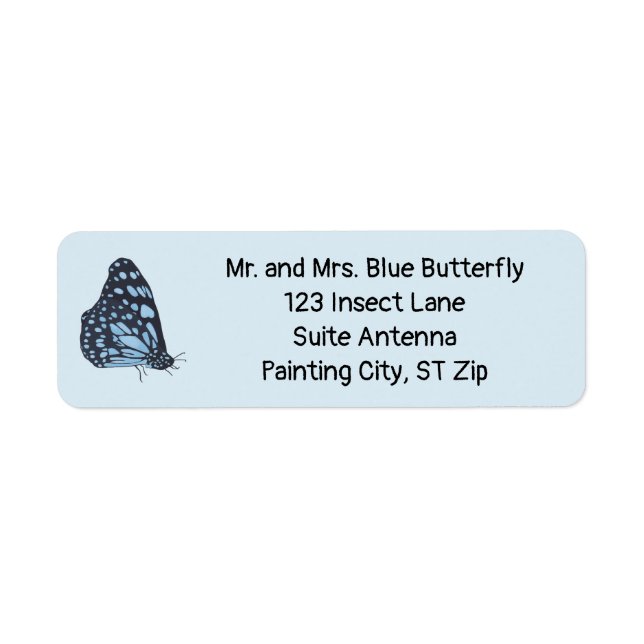 Blue Black Butterfly Painting Address Labels (Front)