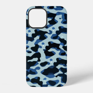 Blue Black Camo Abstract Pattern iPhone Case