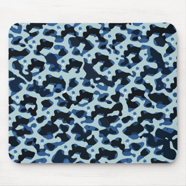 Blue Black Camo Abstract Pattern Mouse Pad (Front)