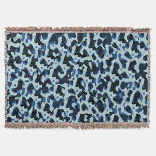 Blue Black Camo Abstract Pattern Throw Blanket