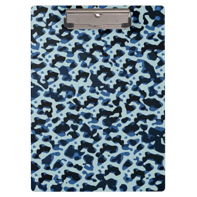 Blue Black Camo Pattern Clipboard (Front)