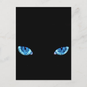 Blue Black Cat Eyes Postcard