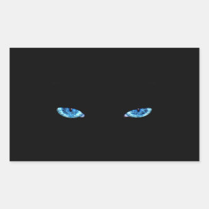 Blue Black Cat Eyes Rectangular Sticker