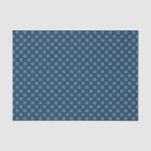Blue Black Chequerboard Pattern Tissue Paper