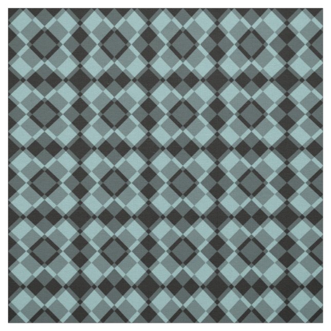 Blue Black Chequered Argyle Pattern Fabric (Swatch)
