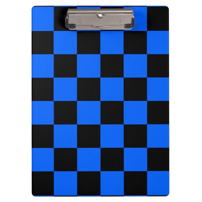 Blue Black Chequered Check Pattern Clipboard (Front)