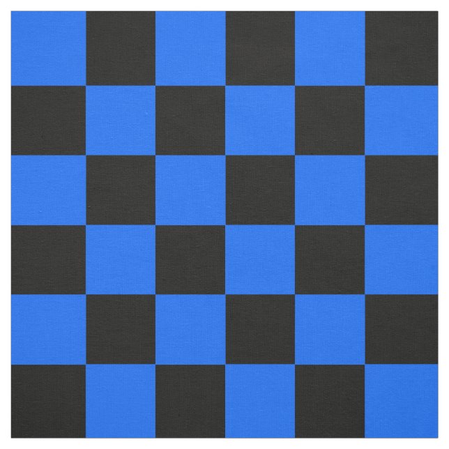 Blue Black Chequered Check Pattern Fabric (Swatch)