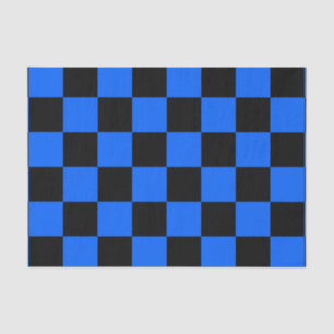Blue Black Chequered Check Pattern Tissue Paper