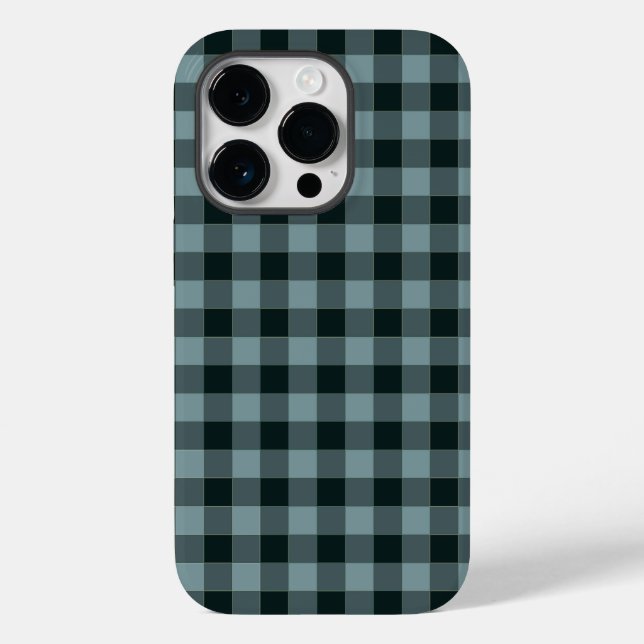 Blue Black Chequered Gingham Pattern Case-Mate iPhone Case (Back)