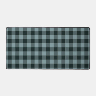 Blue Black Chequered Gingham Pattern Desk Mat