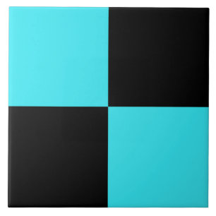 Blue Black Chequered Pattern Ceramic Tile