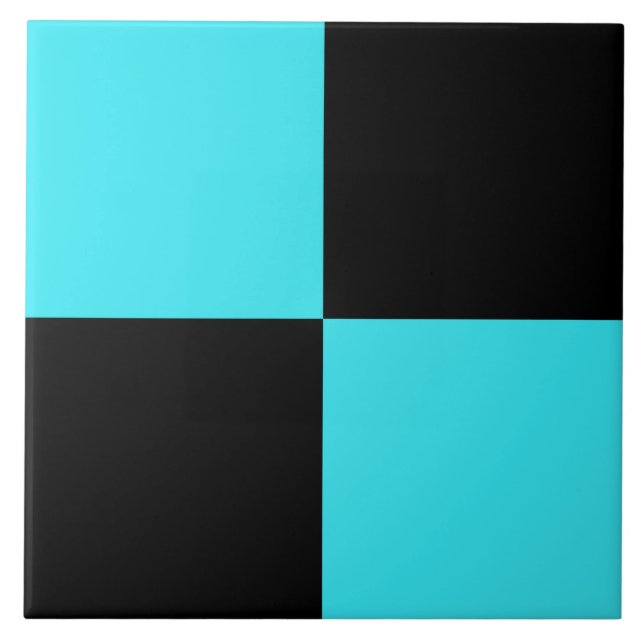 Blue Black Chequered Pattern Ceramic Tile (Front)