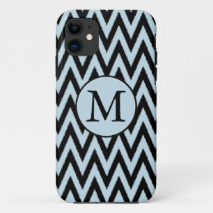 Blue Black Chevron Monogram iPhone 11 Case