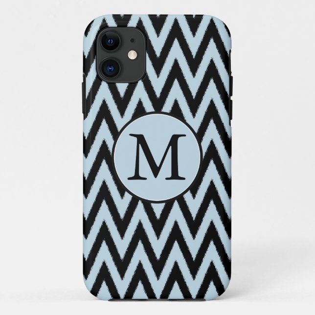 Blue Black Chevron Monogram Case-Mate iPhone Case (Back)