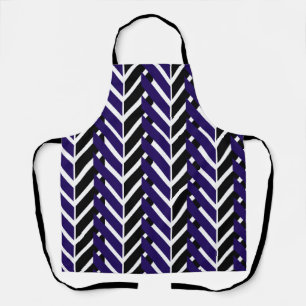 Blue Black Chevron Zigzag Apron