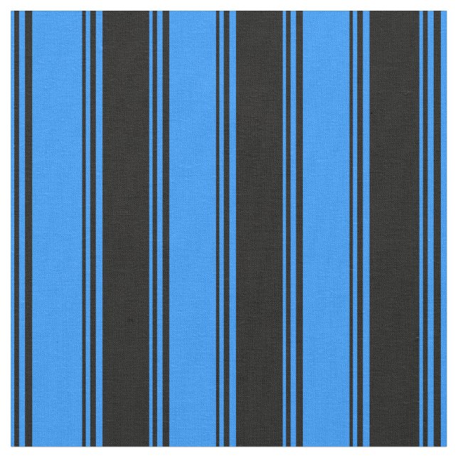 Blue & Black Coloured Pattern of Stripes Fabric (Close Up)