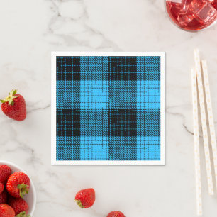 Blue Black Crosshatch Buffalo Check Napkin