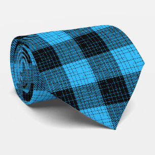 Blue Black Crosshatch Buffalo Check Tie
